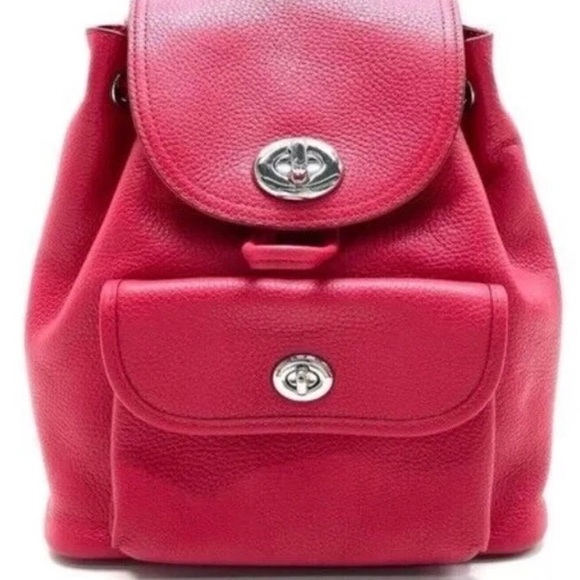 Coach red leather mini drawstring back pack - Picture 10 of 11